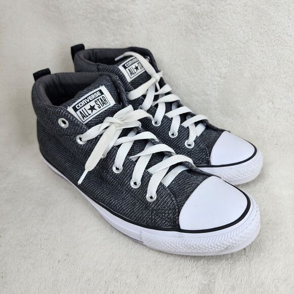 Converse All Star Mid Top Grey Canvas Lace Up Skate Shoes Size Mens 8 Women 10 - Picture 1 of 15